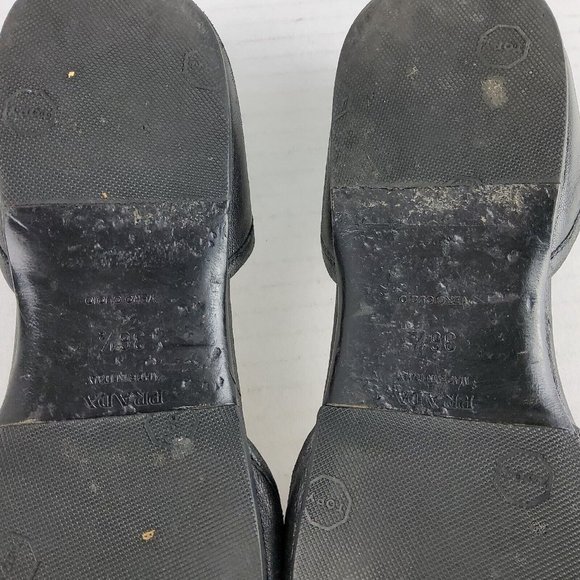 Prada Women's Leather D'orsay Flats Slip On Shoes Black Size 36.5 - Picture 11 of 11